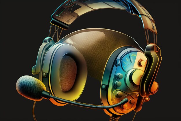 Casque illstration gamer concept background AI générative