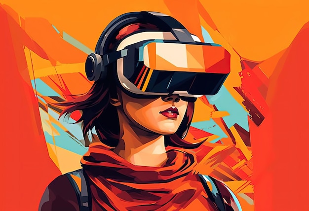 casque d'illustration vr humain v dans le style d'illustrateur minimaliste