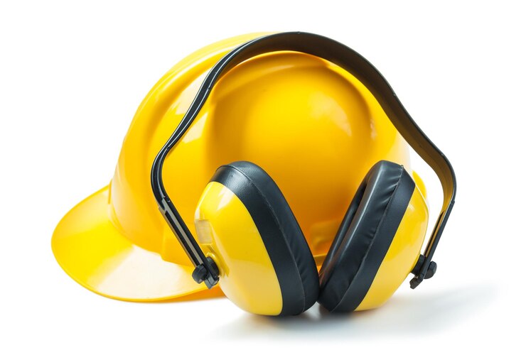 Photo casque jaune et casque isolés