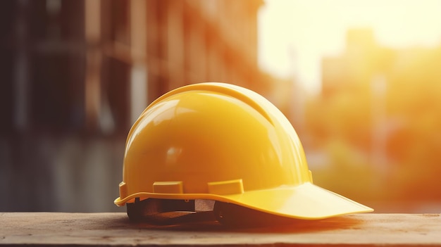 Casque jaune sur le chantier de construction Labor Day Generative Ai
