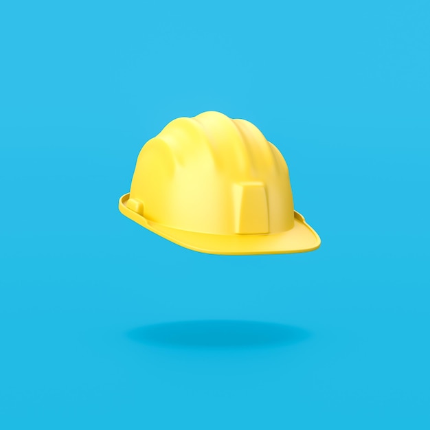 Casque jaune sur fond bleu