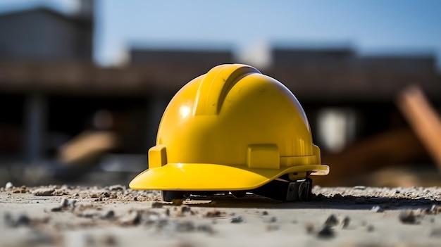 Un casque jaune sur le sol