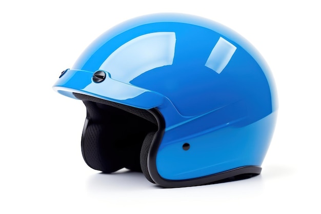 un casque de moto bleu sur fond blanc