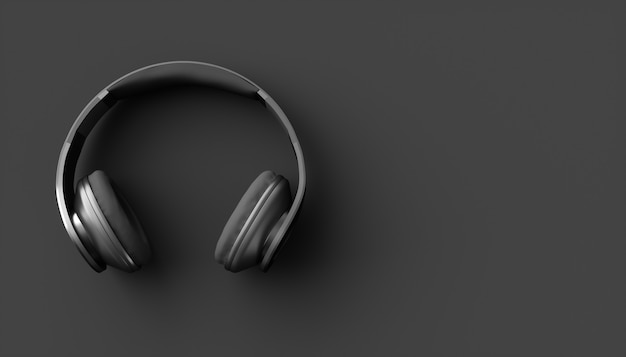 Casque noir sur fond noir, illustration 3d