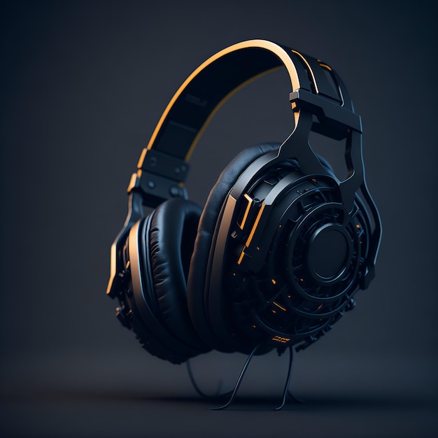 Un casque noir avec le mot musique dessus