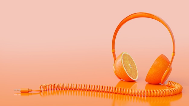 Casque orange avec chemin de détourage et espace de copie pour votre texte. Concept d'idée minimale