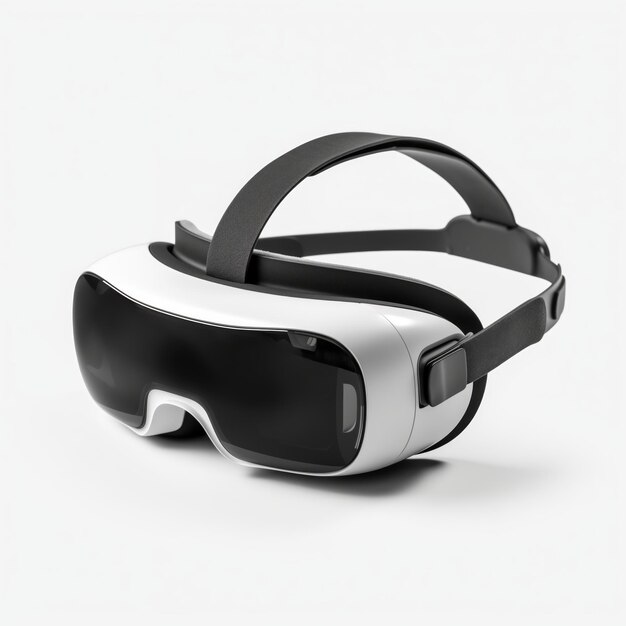 Photo un casque de réalité virtuelle en noir et blanc placé sur un fond blanc