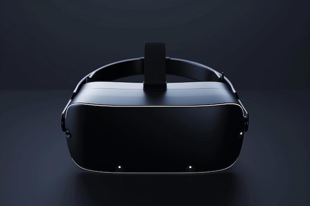 un casque de réalité virtuelle noir sur une surface sombre