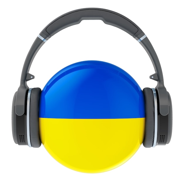 Casque avec rendu 3D du drapeau ukrainien