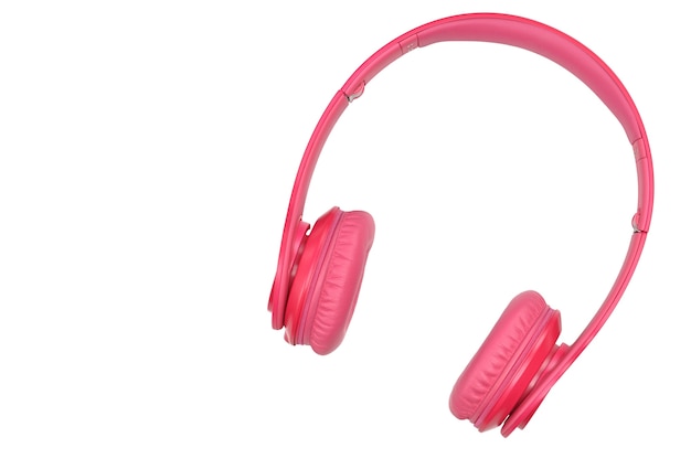 Casque rose sur fond blanc