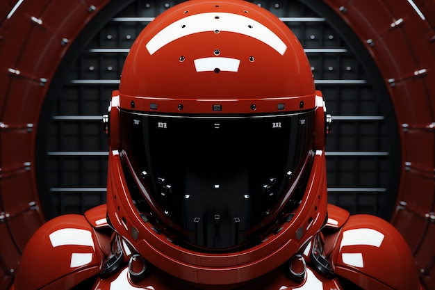 un casque rouge avec visière noire