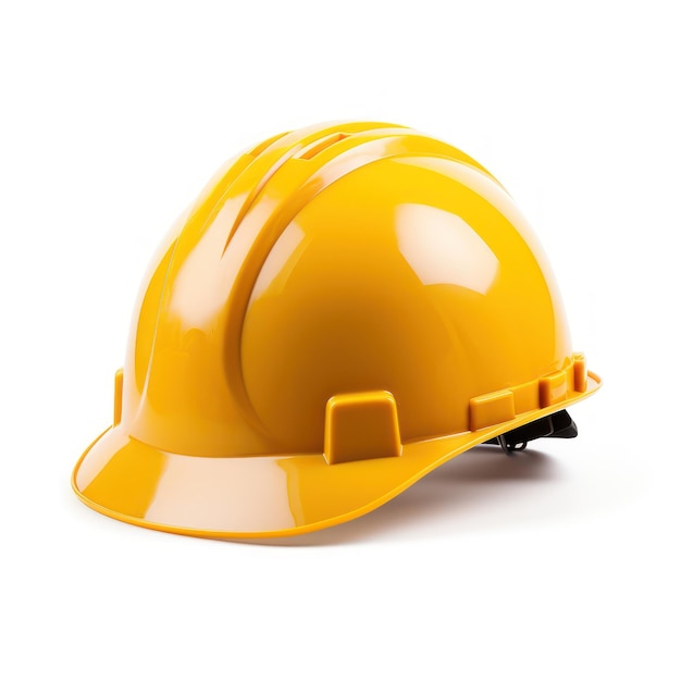 Casque de sécurité jaune isolé sur blanc