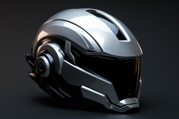 Casque spatial métallique futuriste