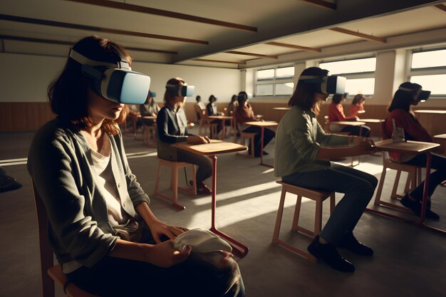 Photo des casques de réalité virtuelle dans un espace ouvert technologique