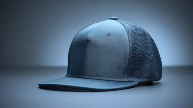 Casquette de baseball bleue sur fond gris Maquette design