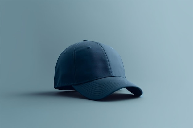 casquette de baseball bleue sur fond gris maquette