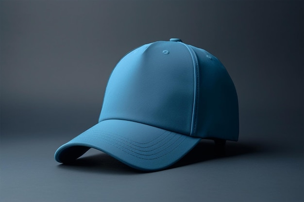 casquette de baseball bleue sur fond gris maquette