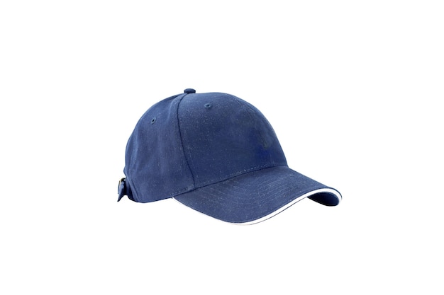 Casquette de baseball et mode bleu isolé sur blanc