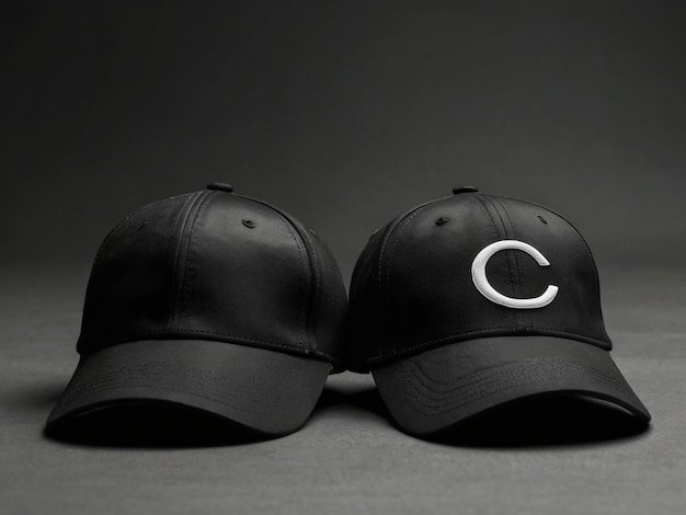 Photo casquette de baseball noire dans quatre angles différents vue mock up