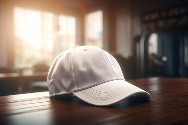 Casquette blanche de baseball sur la table Generate Ai