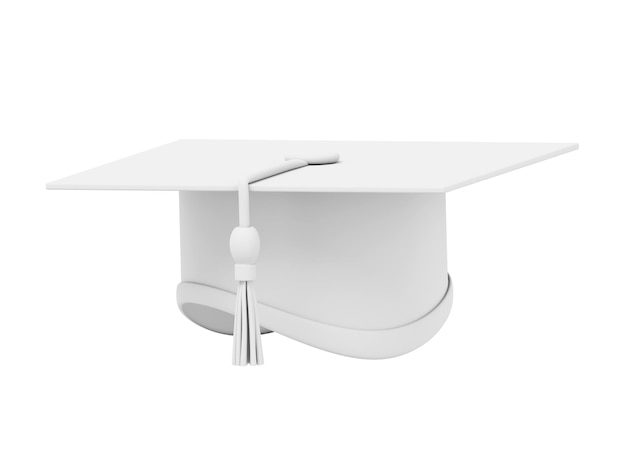 Casquette diplômée Conseil de mortier pour un étudiant dans une école universitaire Rendu 3D Icône blanche réaliste sur fond blanc