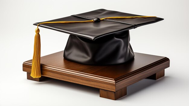 Casquette de graduation isolée sur fond blanc