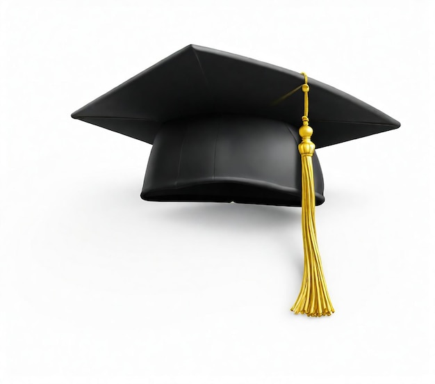une casquette de graduation noire avec un tassel suspendu à elle