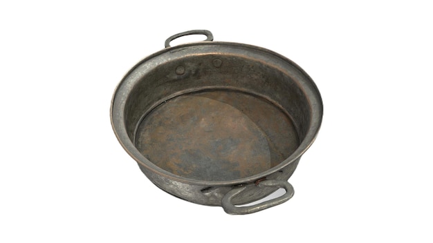 Une casserole en métal avec une poignée qui dit "le mot" dessus.