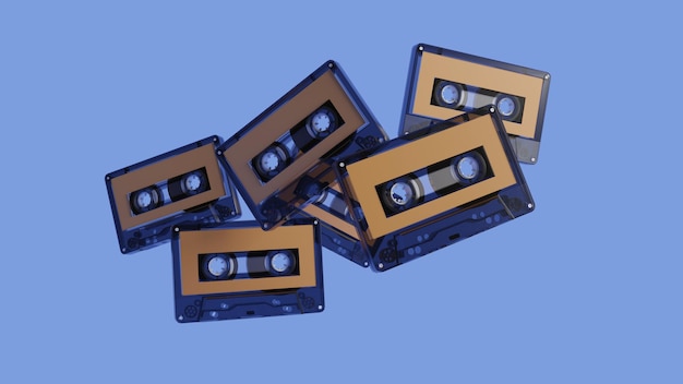Cassette audio rétro 3D illustration rendue années 70 années 80 années 90 années cassette audio populaire musique minimale