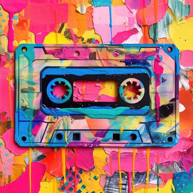cassette cassette collage style psychédélique