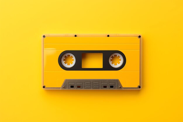 Photo une cassette jaune sur fond jaune