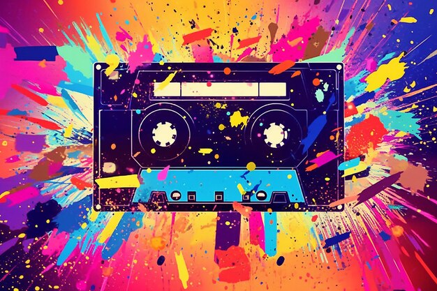 Cassettes d'art splash rétro des années 1980