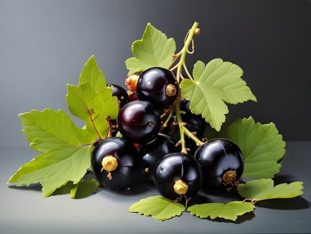 Cassis de beauté isolé avec des feuilles