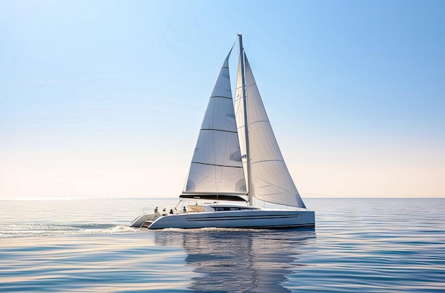 un catamaran en eau ouverte avec une voile