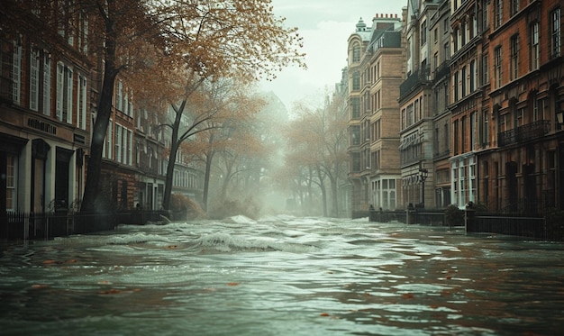 Photo catastrophe et inondation dans la ville