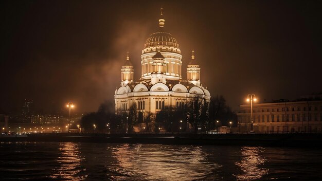 Photo la cathédrale du christ sauveur la nuit.