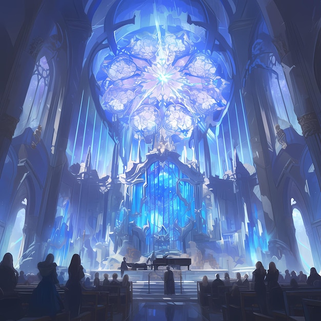 La cathédrale mystique éclairée par d'étonnants effets holographiques