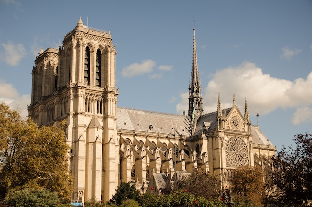 Photo la cathédrale de notre dame de paris. notre dame de paris est la célèbre cathédrale catholique médiévale