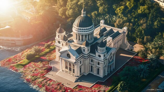 La cathédrale Saint-Nicolas entourée de verdure sous la lumière du soleil pendant la journée à Monaco