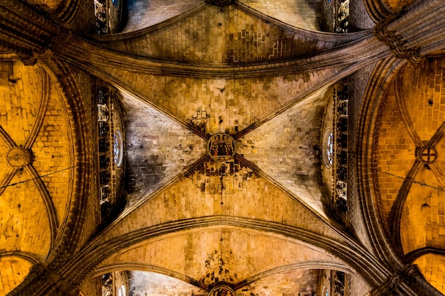 Cathédrale Sainte Croix et Sainte Eulalia dans le quartier gothique de Barcelone Espagne