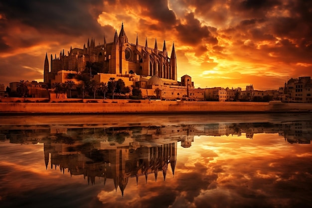 La cathédrale de La Seu à Palma de Majorque IA générative