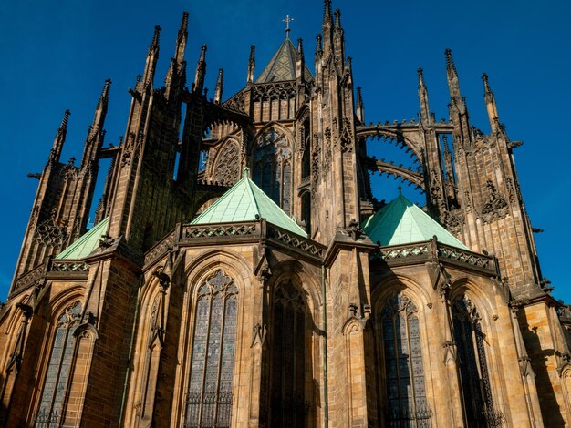 Cathédrale St Vitus dans la ville de Prague sur le fond du ciel