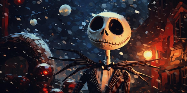 Cauchemars effrayants avant Noël Une illustration de peinture IA générative sombre pour l'horreur d'Halloween