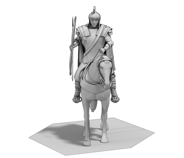 cavalier guerrier à cheval rendu 3D illustration 3D