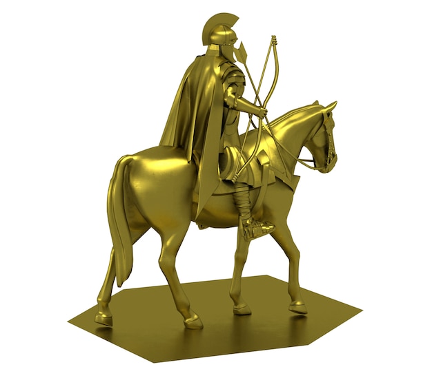 cavalier guerrier à cheval rendu 3D illustration 3D