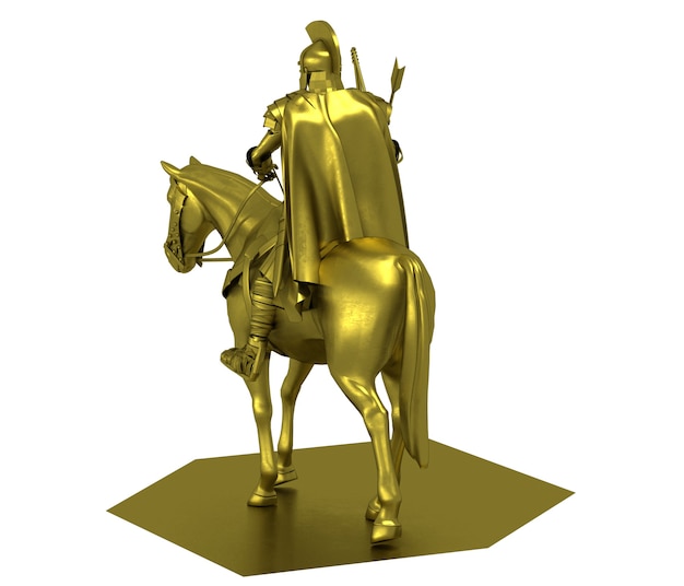 cavalier guerrier à cheval rendu 3D illustration 3D