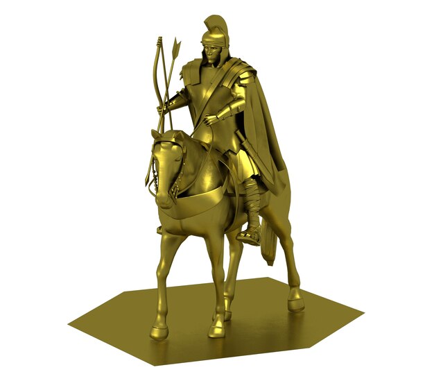 cavalier guerrier à cheval rendu 3D illustration 3D