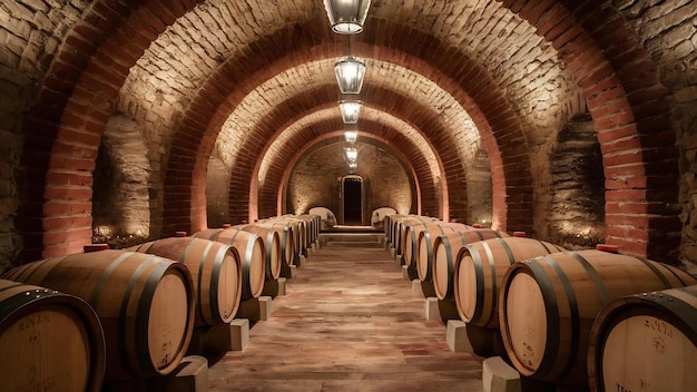 Cave avec fûts pour le stockage du vin concept de vin espagnol