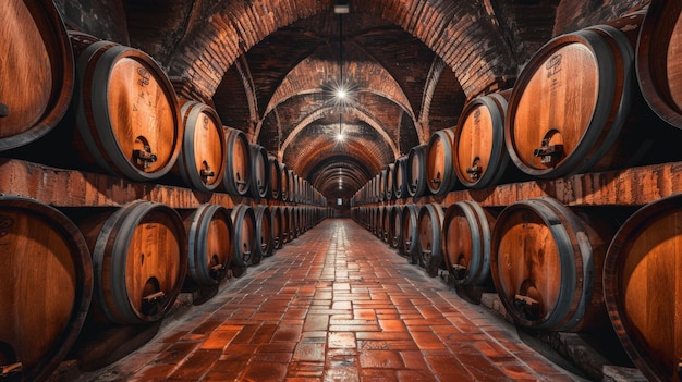 Cave avec des fûts de vin Italie