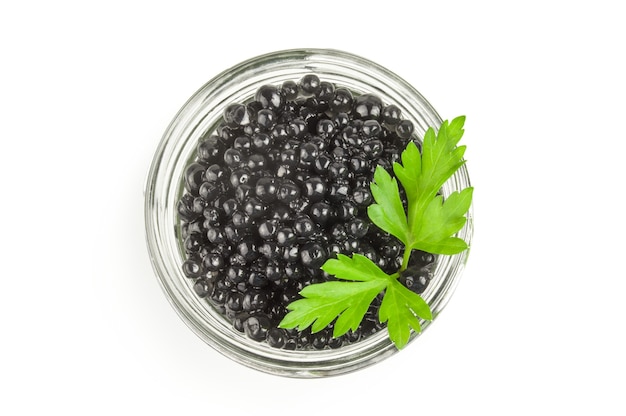 Caviar noir isolé sur blanc